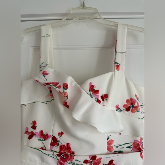 Black Halo Zalda White and Pink Floral Ruffle Mini Dress - Picture 5 of 7